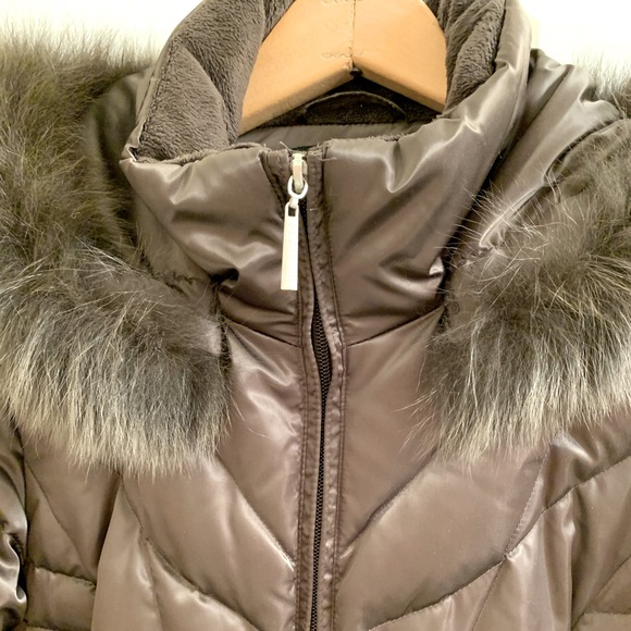 Platinum 🤎 Fox Fur Down Long Winter Coat - Picture 4 of 16